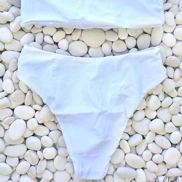 NWT XL, High Waist, Bandeau Bikini Set in White - Picture 11 of 11
